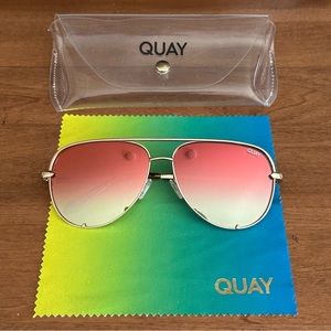 Quay Pink and Gold Mirrored Aviator Sunglasses - Never worn!